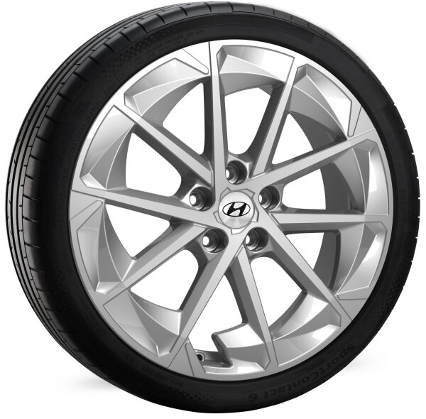 Hyundai IONIQ 5 Winterkomplettrad, HMD04EV silber 7,5x19 ET49,5 + CONTINENTAL CONTIWINTERCONTACT TS 870 P + TPMS