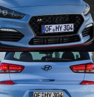 Hyundai Embleme schwarz - Set Front & Heck, i30N...